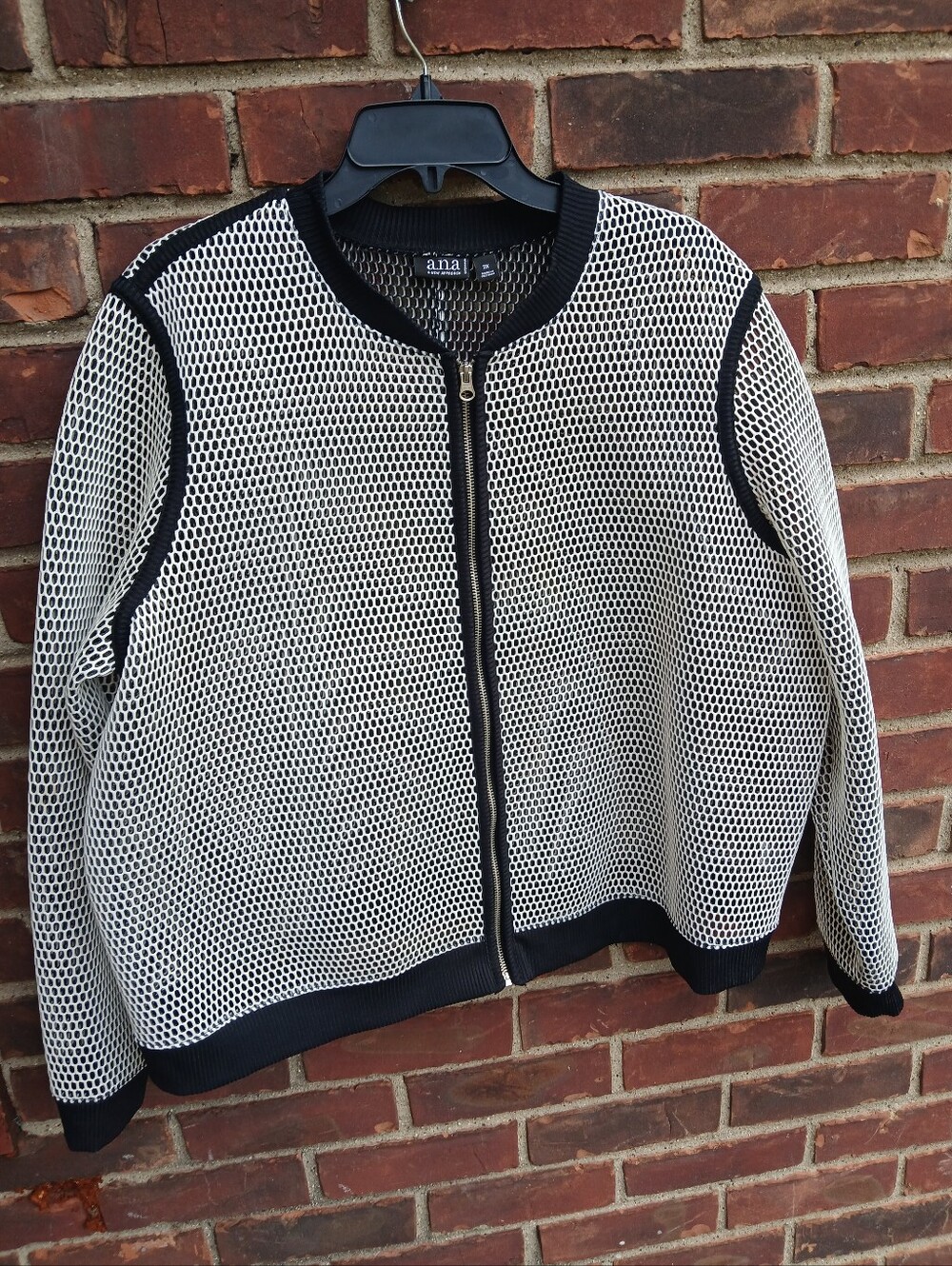 Plus Size 2X a.n.a Black and White Textured Net Jacket